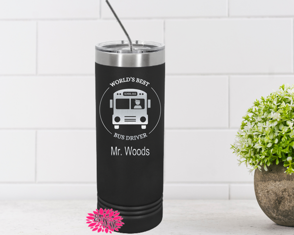 Bus Driver Tumbler, Bus Driver Cup, Personalized Bus Driver Gift, Engraved Bus Driver Cup, Etched Bus Driver Cup, Many Colors, Slider Lid