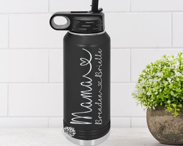 Engraved Water Bottle, Mama With Kids Names Water Bottle, Mother's Day Water Bottle, Mama Bottle, New Mama Water Bottle, Mama To Be Bottle
