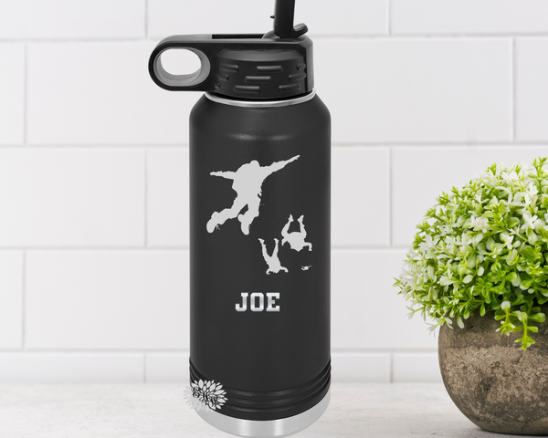 Skydiver Water Bottle, Personalized Military Skydivers Water Bottle With Straw, Engraved Bottle, 4 SIZES Stainless Steel Bottle