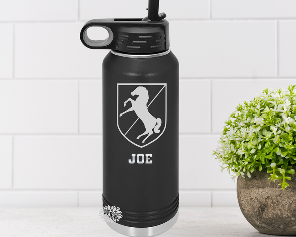 11th Calvary Water Bottle, Personalized 11th Calvary Regiment Water Bottle With Straw, Engraved Bottle, 4 SIZES Stainless Steel Water Bottle