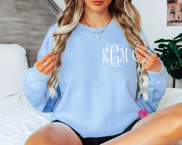 Monogram Sweatshirt, Fancy Monogram Sweatshirt, Personalized Monogrammed Sweatshirt, Adult Crewneck Sweatshirt, Many Colors Sweatshirts