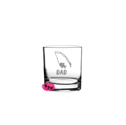 Engraved Whiskey Glass, Etched Whiskey Glass, 7oz Personalized Fishing Glass, 21st Birthday, Party Favors, Bachelor Party, Father's Day