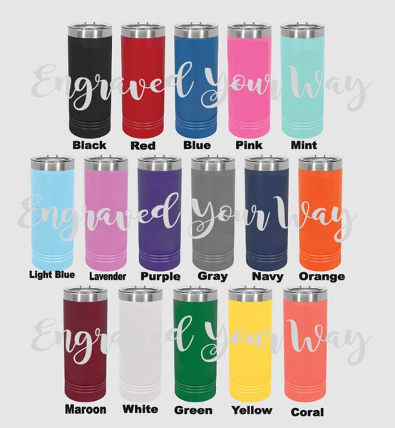 Engraved Stainless Tumbler, Beach Tumbler, 50 Still Hot Just Comes In Flashes, 50th Birthday Etched Skinny Tumbler, Many Colors, 2 Sided Cup