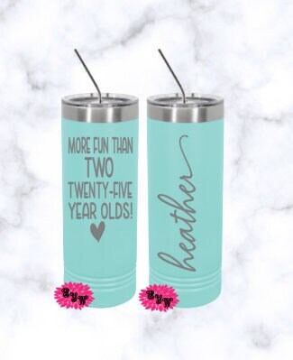 Engraved Stainless Tumbler, Beach Tumbler, 50 Still Hot Just Comes In Flashes, 50th Birthday Etched Skinny Tumbler, Many Colors, 2 Sided Cup