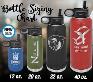 Engraved Water Bottle, 2 Sided Cheer Water Bottle,  Personalized Etched Water Bottle With Straw, 4 SIZES, Stainless Steel Water Bottle