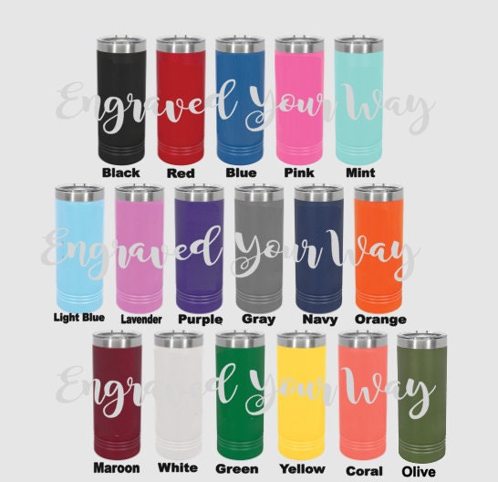 Engraved Stainless Tumbler, Beach Tumbler, I'm 50 Bitches, 50th Birthday Etched Skinny Tumbler, Many Colors, 2-Sided Cup, Any#, Slider Lid