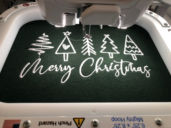 Merry Christmas Embroidered Sweatshirt, Christmas Tree Crewneck Sweatshirt, Christmas Embroidered Adult Sweatshirt Many Shirt & Thread Color