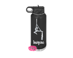 Engraved Water Bottle, Etched Water Bottle With Straw, Personalized Aerial Gymnast Stainless Water Bottle, 4 SIZES, Gymnastics Water Bottle