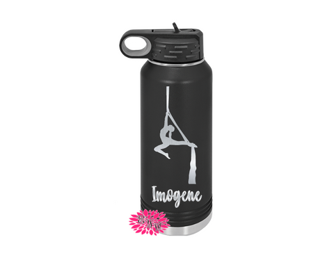 Engraved Water Bottle, Etched Water Bottle With Straw, Personalized Aerial Gymnast Stainless Water Bottle, 4 SIZES, Gymnastics Water Bottle