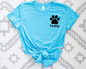 Dog Shirt, Personalized Dog Paw T-Shirt, Dog Tee With Dogs Name, Vet Tech Shirt, Veterinarian Tee, Dog Paw Shirt Many Tee And Text Colors
