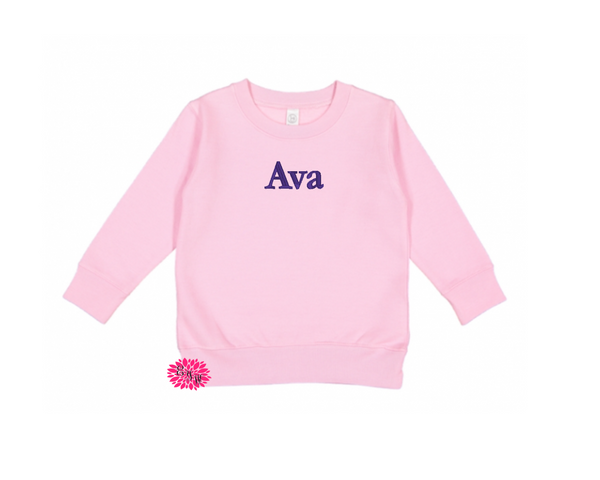 Toddler Embroidered Sweatshirt, Toddler Crewneck Sweatshirt, Kids Embroidered Sweatshirt, Any Thread & Sweatshirt Color, Toddler Sweatshirt