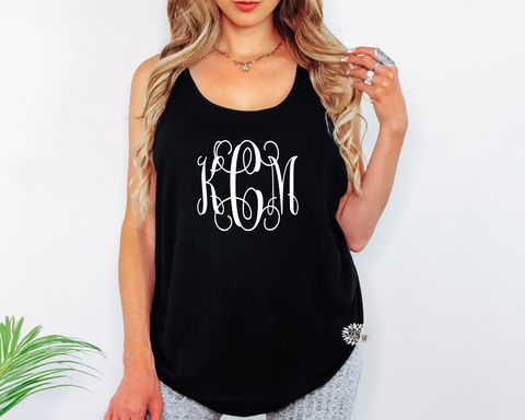 Monogram Tank Top, Fancy Monogram Tank Top, Personalized Monogrammed Tank Top, Workout Tank Top, Oversized Tank Top, Personalized Tank Top