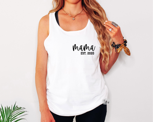 Mama Tank Top, Mama Established Tank Top, Personalized Tank Top, Workout Tank Top, Mother's Day Oversized Tank Top, Personalized Tank Top