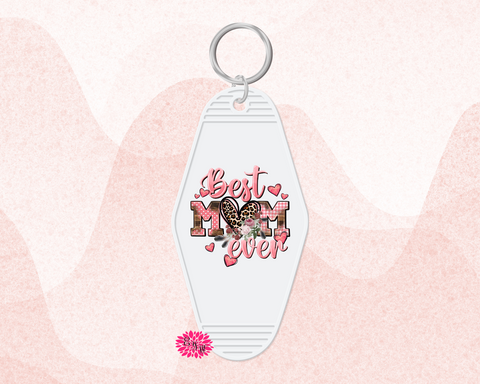 Motel Keychain, Best Mom Ever Keychain, Mother's Day Keychain, Backpack Tag, Retro Keychain, UV Printed Keyring, Mom Keychain