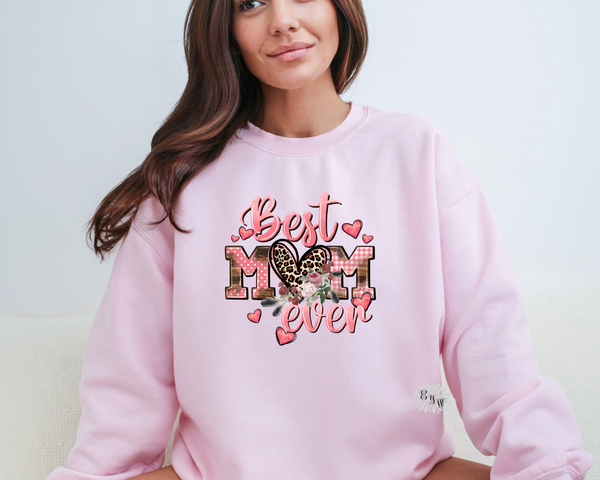 Best Mom Ever Sweatshirt, Best Mom Ever Crewneck Sweatshirt, Best Mom Ever Cheetah Shirt, Mother's Day Mama Sweatshirt Lots Of Colors