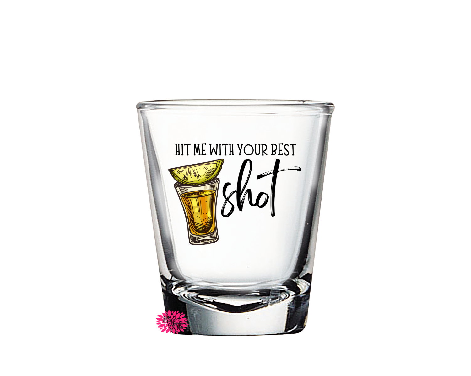 Tequila Shot Glass, Vacation Shot Glass, Summer Shot Glass, 2oz Round Shot Glass, Printed Shot Glass