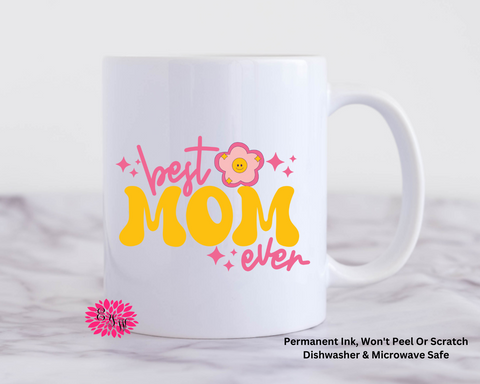 Coffee Mug, Mother's Day Mug, Best Mama Ever Mug, 11oz Ceramic Coffee Handle Mug, Permanent Ink, Dishwasher Safe, Microwave Safe