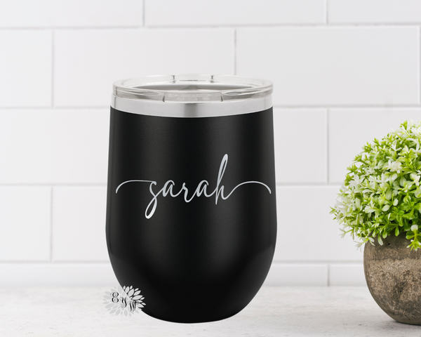 Engraved Wine Cup, Custom Wine Tumbler, Personalized Wine Cup, Etched Wine Tumbler, Birthday Gift, Bachelorette Party, Many Colors & Fonts