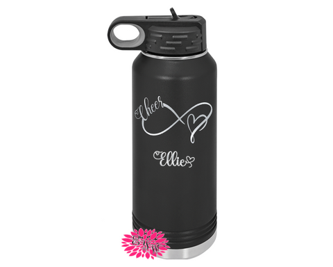 Cheerleader Bottle, Engraved Water Bottles, Personalized Cheer Gifts, Personalized Cheer Bottle, Cheerleader Water Bottle, Cheer Infinity