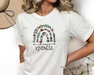 Choose Kindness Tee Shirt, Choose Kindness Floral Crewneck Tee Shirt, Inspirational Adult T Shirt, Inspirational Tee. Lots Of Colors