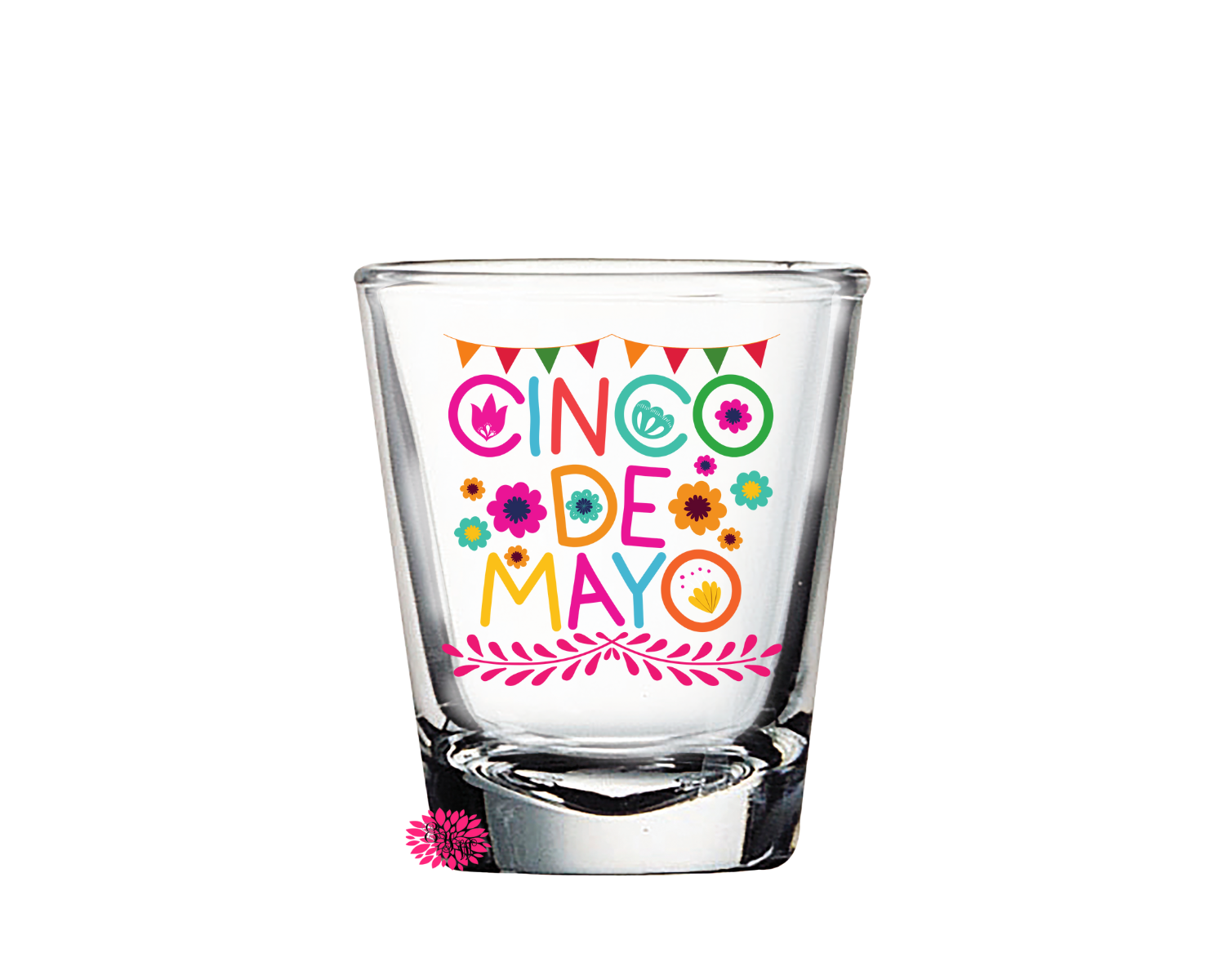 Cinco De Mayo Shot Glass, Vacation Shot Glass, Summer Shot Glass, 2oz Round Shot Glass, Printed Shot Glass