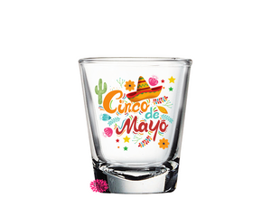 Cinco De Mayo Shot Glass, Vacation Shot Glass, Summer Shot Glass, 2oz Round Shot Glass, Printed Shot Glass