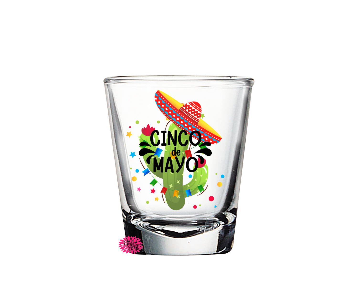 Cinco De Mayo Shot Glass, Vacation Shot Glass, Summer Shot Glass, 2oz Round Shot Glass, Printed Shot Glass