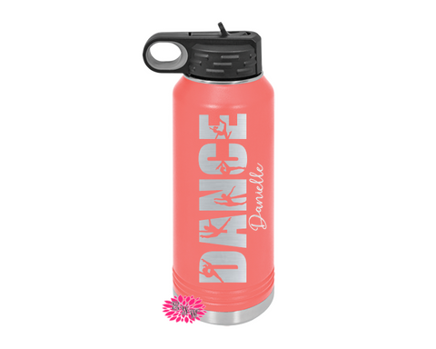 Engraved Water Bottle, Personalized Dance Etched Water Bottle With Straw, 4 SIZES Stainless Steel Bottle, Sports Bottle, Dance Team, Dancer