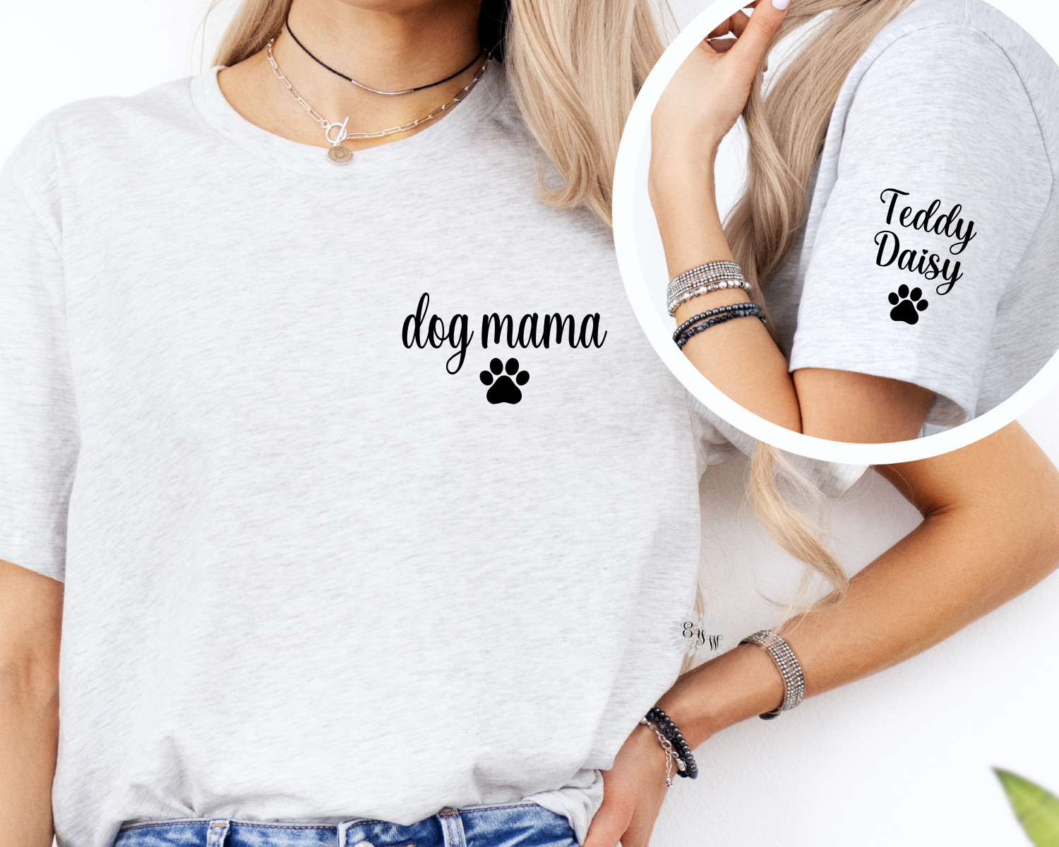 Dog Mam Shirt, Personalized Dog Mama T-Shirt, Dog Mama Tee, Dog Mama Tee Shirt, Dog Mama Shirt Names On Sleeve, Many Tee And Text Colors