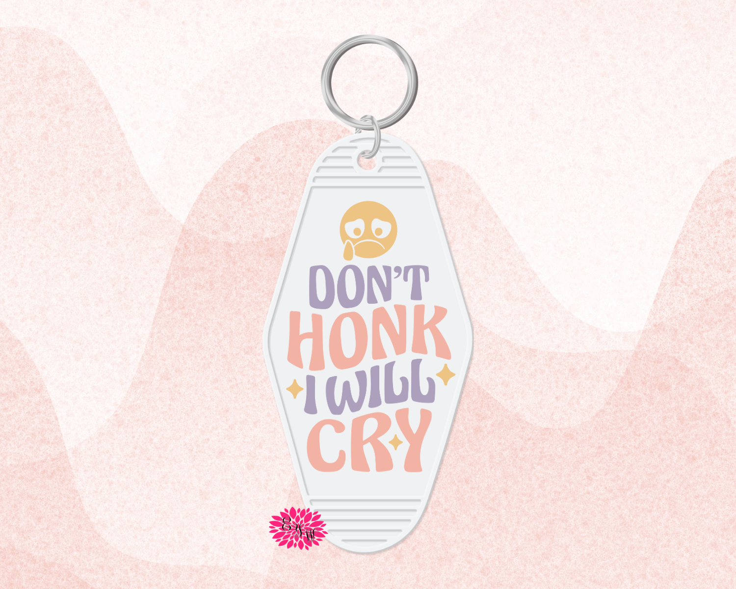 Motel Keychain, Don't Honk I Will Cry Keychain, White Motel Keychain, Backpack Tag, Retro Keychain, UV Printed Keyring, Funny Keychain