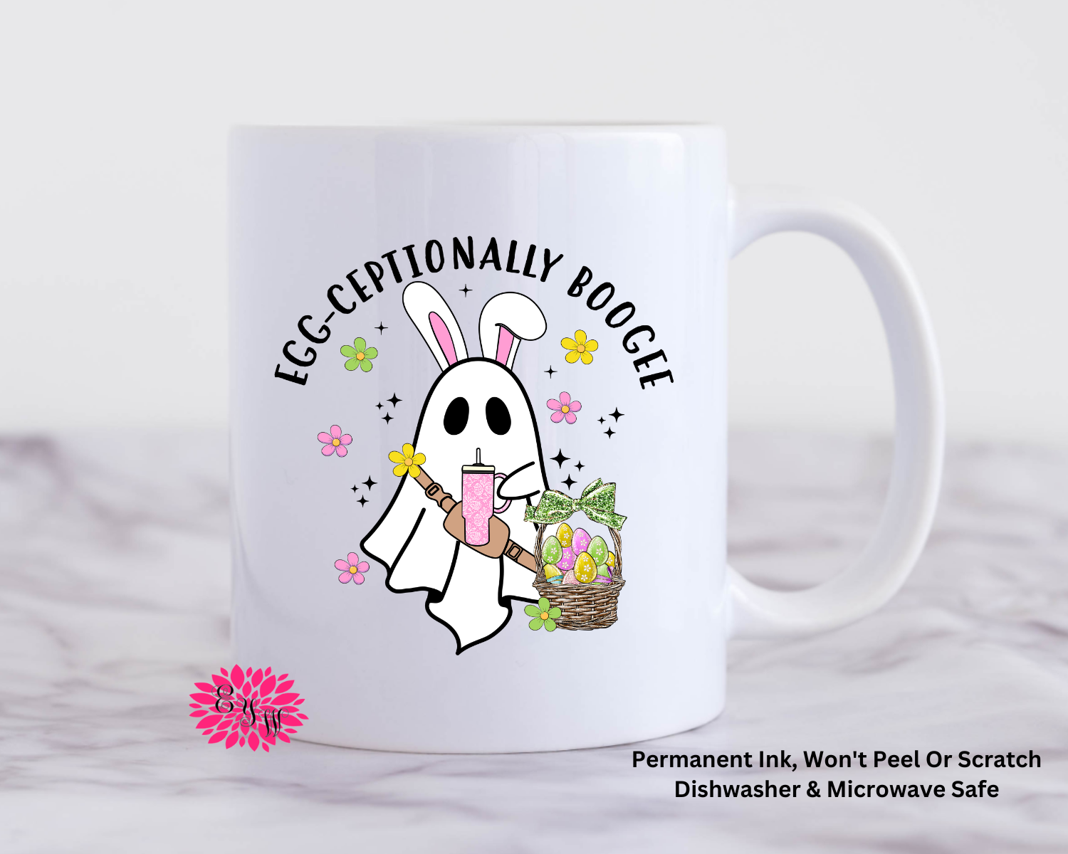 Easter Coffee Mug, Eggceptionally Boogee Easter Coffee Mug, 11oz Ceramic Coffee Handle Mug, Permanent Ink, Dishwasher Safe, Microwave Safe