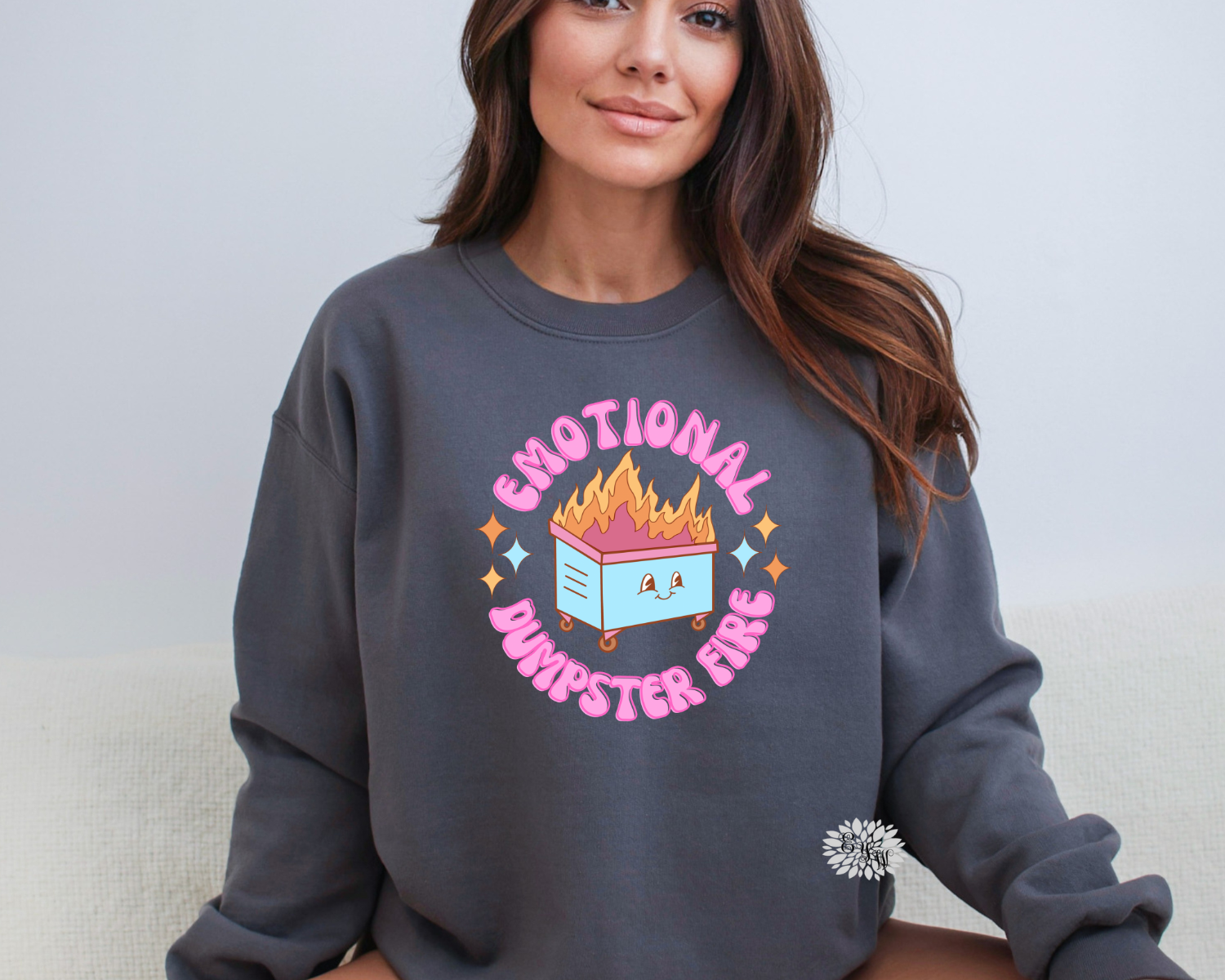 Emotional Dumpster Fire Sweatshirt, Crewneck Sweatshirt, Funny Adult Sweatshirt, Anxiety Sweatshirt, Lots Of Colors