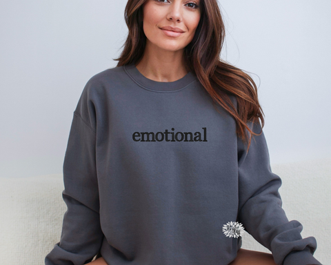 Emotional Embroidered Sweatshirt, Emotional Sweatshirt Crewneck Sweatshirt, Embroidered Adult Sweatshirt, Emotional Sweatshirt