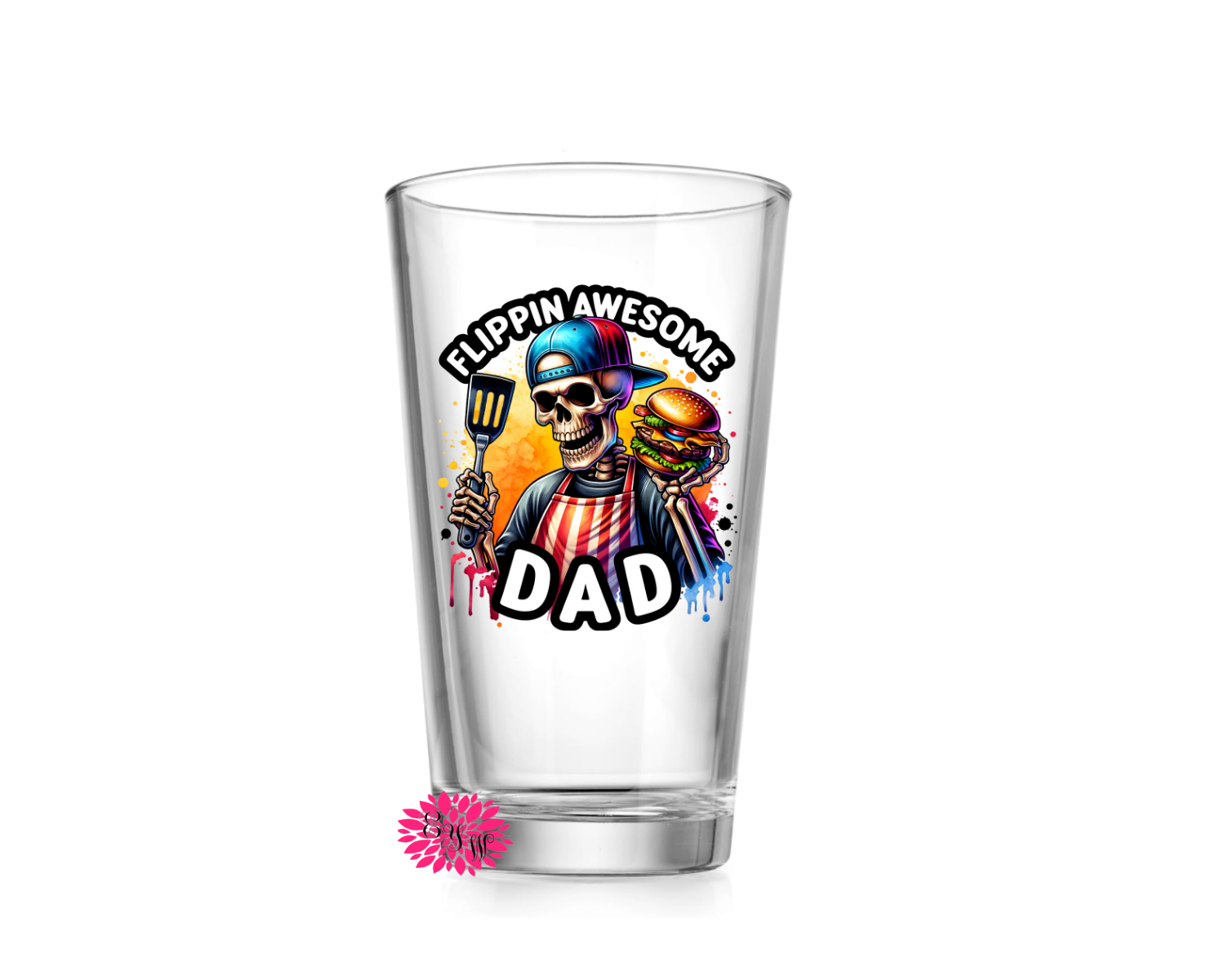 Father's Day Beer Glass, Happy Father's Day Cup, 16oz. Pint Glass, Flippin' Awesome Dad Beer Cup, Fathers Day Beer Glass, Dad Beer Pint