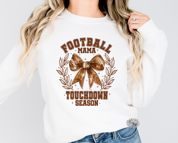 Football Sweatshirt, Football Mama Crewneck Sweatshirt, Football Coquette Bow Football Adult Sweatshirt, Football Shirt, Many Colors