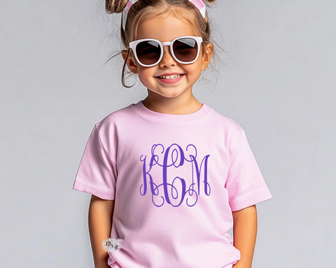 Kids Monogram T-Shirt, Children's Monogram Shirt, Kids Tee Shirt, Lots Of Text & Shirt Colors, Children's Crewneck Shirt, Kids T-Shirt