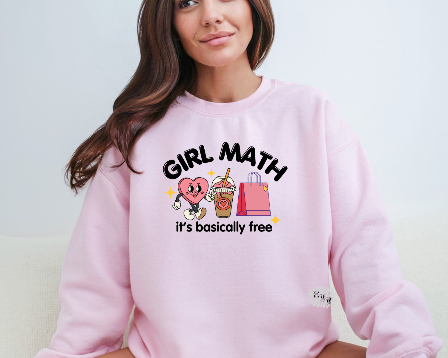 Girl Math Sweatshirt, Girl Math Sweatshirt Crewneck Sweatshirt, Girl Math It's Basically Free Adult Sweatshirt, Lots Of Colors