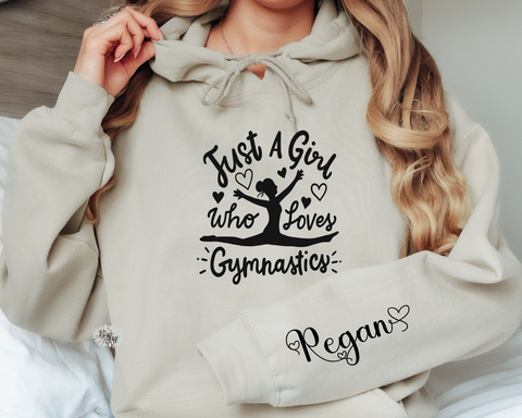 Gymnastics Sweatshirt, Personalized Gymnastics Sweatshirt, Name On Sleeve, Gymnastics Crewneck Sweatshirt, Many Sweatshirt And Text Colors