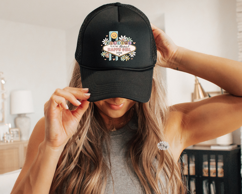 Otto Hat, Welcome To The Fabulous Happy Girl Ave Trucker Hat, Happy Girl Trucker Hat, Happy Gril Avenue Mesh Hat, Happy Girl Baseball Cap