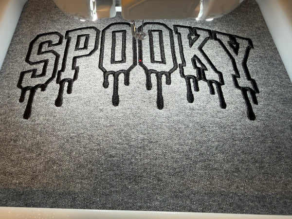 Spooky Embroidered Sweatshirt, Spooky Dripping Letters Embroidered Sweatshirt, Embroidered Halloween Sweatshirt, Many Colors