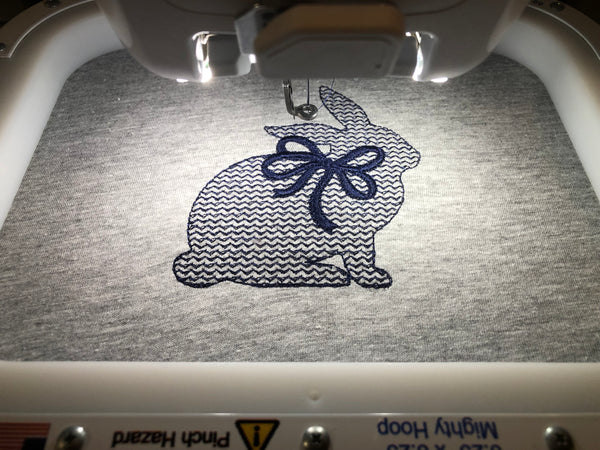 Chevron Bunny Embroidered Sweatshirt, Chevron Bunny With Coquette Bow Crewneck Sweatshirt, Religious Embroidered Adult Sweatshirt