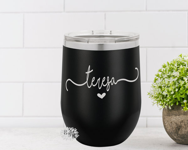 Engraved Wine Cup, Custom Wine Tumbler, Personalized Wine Cup, Etched Wine Tumbler, Birthday Gift, Bachelorette Party, Many Colors & Fonts