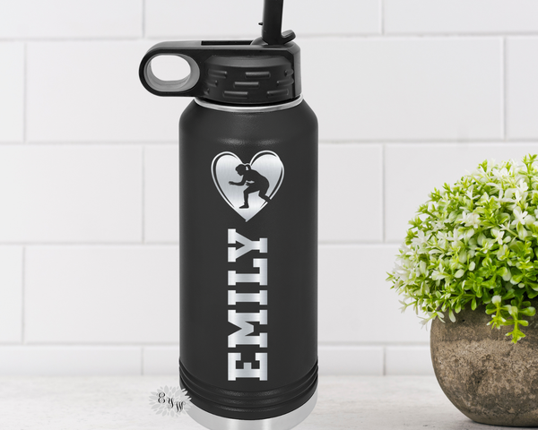 Wrestling Water Bottle, Engraved Water Bottle W/ Straw, 4 SIZES, Girls Wrestling Stainless Steel Water Bottle, Stainless Steel Sports Bottle