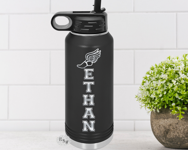 Engraved Water Bottle, Personalized Etched Cross Country Water Bottle With Straw, 32oz Stainless Steel Bottle, Stainless Steel Sport Bottle