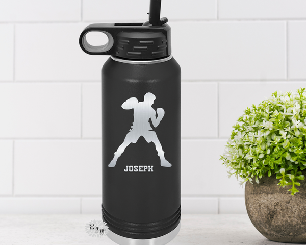 Engraved Water Bottle, Personalized Boxing Water Bottle With Straw, 4 SIZES, Stainless Steel Water Bottle, Custom Stainless Sports Bottle