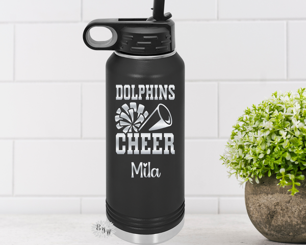 Cheerleader Bottle, Engraved Water Bottles, Personalized Cheer Squad Gifts, Personalized Cheer Bottle, Cheerleader Water Bottle, Cheer Team