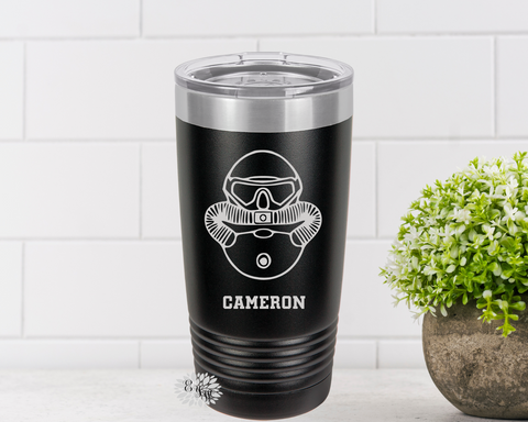 Engraved Tumbler, Combatant Diver Tumbler, Personalized Military Coffee Cup, Stainless Steel Coffee Tumbler, Slider Lid Coffee Cup