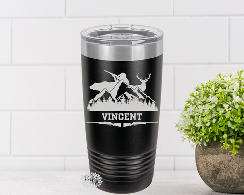 Engraved Tumbler, Etched Tumbler Sportsman Tumbler, Personalized Outdoorsman Coffee Cup, Stainless Steel Tumbler, Slider Lid Cup