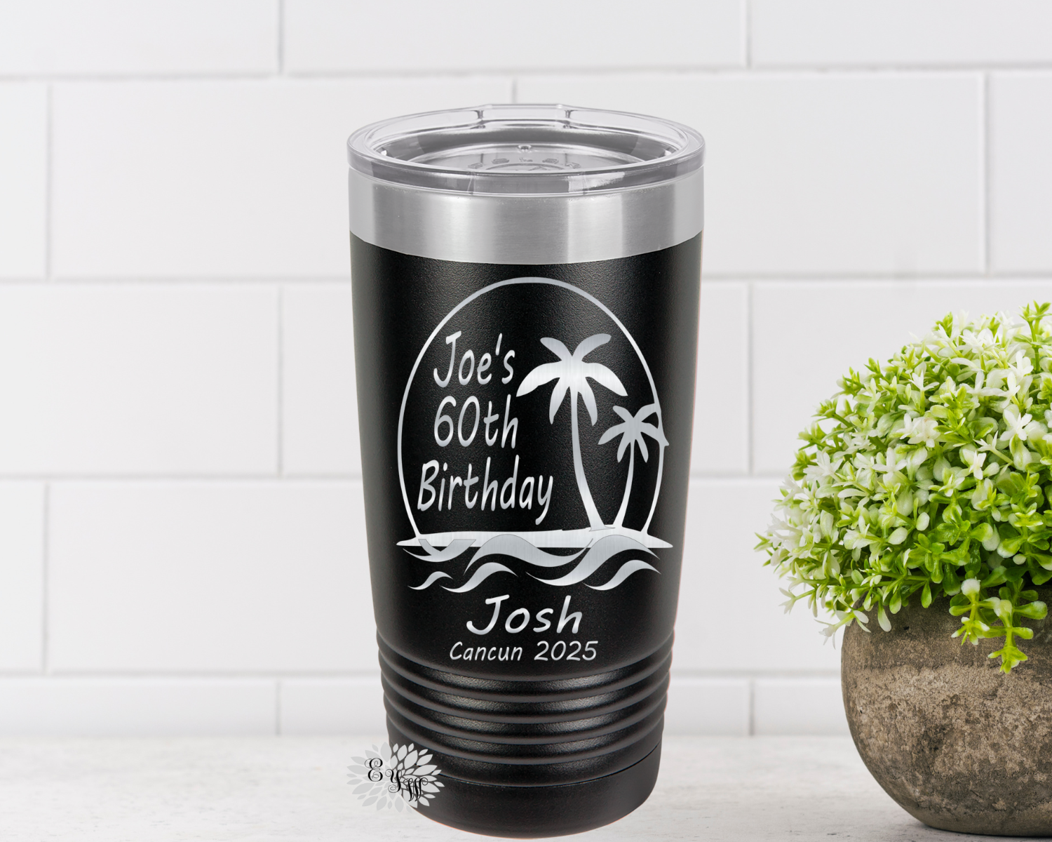 Vacation Tumbler, Custom Engraved 20oz Tumbler, Personalized Etched Tumbler, Slider Lid, Stainless Steel Coffee Tumbler, Your Name, Saying