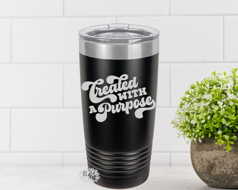 Engraved 20oz Tumbler, Religious Gift, Tumbler, Created With A Purpose, Stainless Steel Coffee Tumbler, Slider Lid Coffee Cup